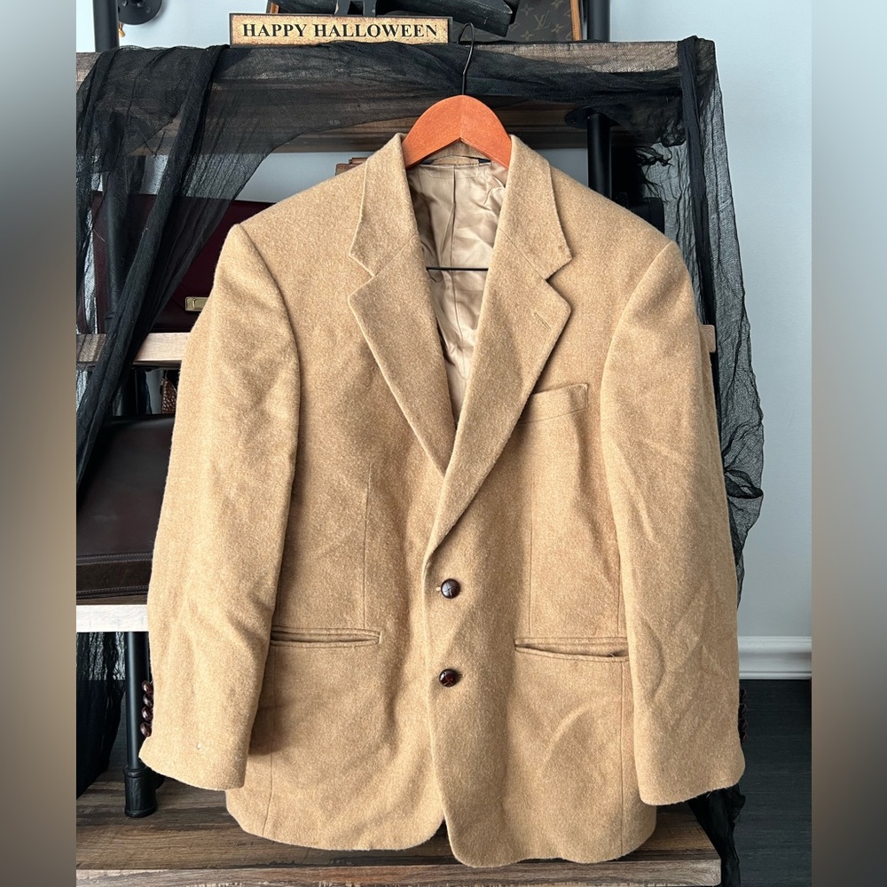 Lands' End Camel Hair & Lambswool Men's Blazer Jacket